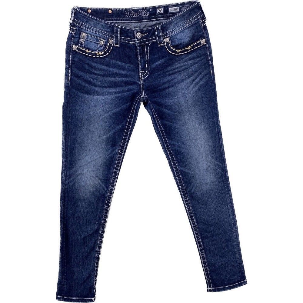 Miss Me Womens  Signature Rise Skinny Jeans Embellished Pockets Blue Size 29 - Picture 3 of 16